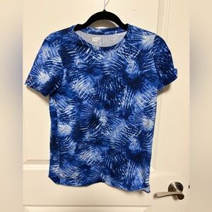 Lands' End Women's Short Sleeve Blue Patterned Tee